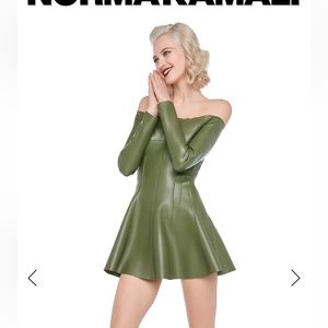Army green leather dress